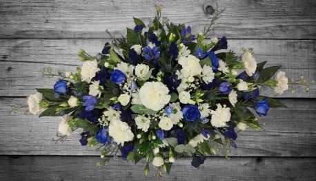 Blue and White coffin spray