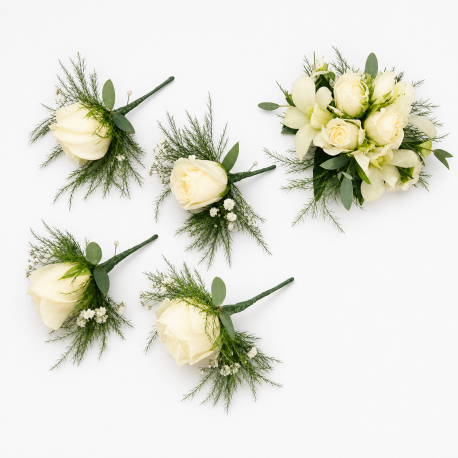Ivory Rose Wedding Party Flower Set - Same Day Flower Delivery in Birmingham by Buttercups & Daisies