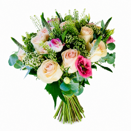Blush Rose & Pink Lisianthus Bouquet - Same Day Flower Delivery in Birmingham by Buttercups & Daisies