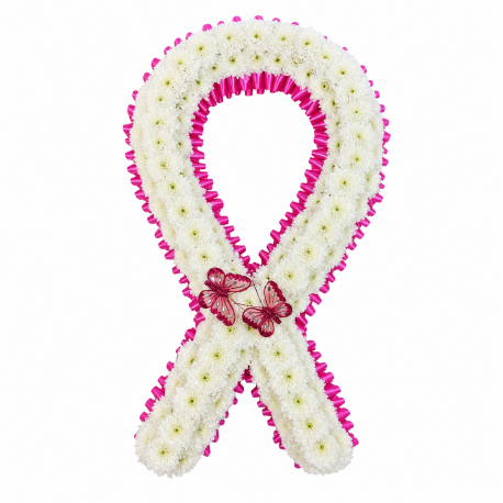 Pink cancer Awareness Ribbon Funeral Tribute - Same Day Flower Delivery in Birmingham by Buttercups & Daisies