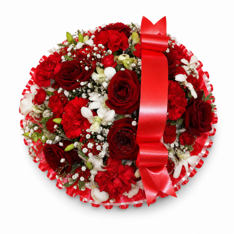 Red Rose Personalised Ribbon Wreath - Same Day Flower Delivery in Birmingham by Buttercups & Daisies
