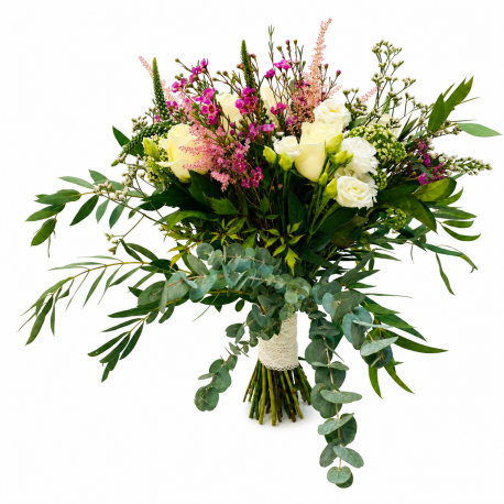 Ivory & Pink Wildflower Bridal Bouquet - Same Day Flower Delivery in Birmingham by Buttercups & Daisies