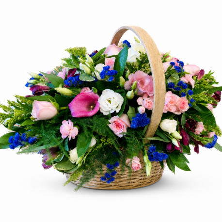 Blush & Blue Garden Basket - Same Day Flower Delivery in Birmingham by Buttercups & Daisies