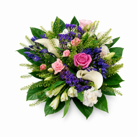 Pink Rose & Purple Garden Bouquet - Same Day Flower Delivery in Birmingham by Buttercups & Daisies