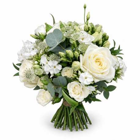 Ivory Rose & Eucalyptus Bouquet - Same Day Flower Delivery in Birmingham by Buttercups & Daisies