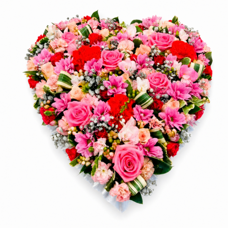 Vibrant Pink & Red Heart Tribute - Same Day Flower Delivery in Birmingham by Buttercups & Daisies